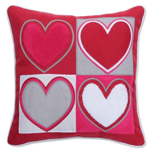 Red Heart Print Pillow Covers for Valentines, Decorative Pillow