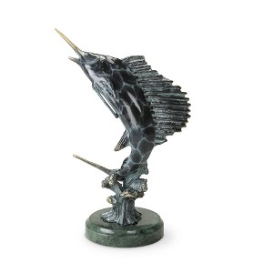 SPI Home Metal Feeding Frenzy Sailfish Figurine – 9" Silas Ocean Scene Sculpture, Coastal Marine Accent - 1 of 4