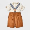 Baby Boys' 2pc Disney Winnie the Pooh Short Sleeve Bodysuit & Shorts Suspender Set - Brown - 2 of 4
