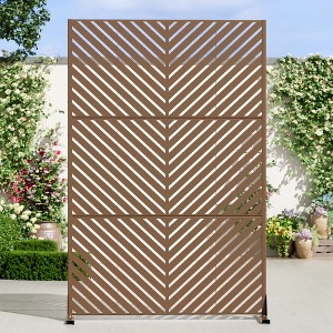 Wooakway 72"H 47"W 16"D Metal Outdoor Privacy Screen Freestanding Patio Decorative Screens - 1 of 4