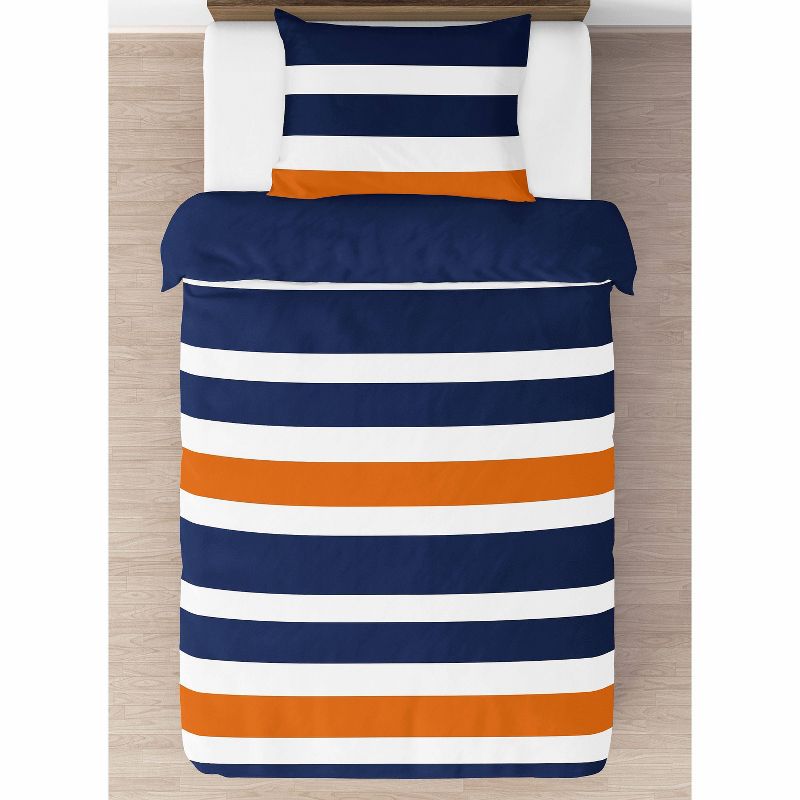4pc Striped Twin Kids&#39; Comforter Bedding Set Navy and Orange - Sweet Jojo Designs, 4 of 7