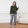 Women's Pink Fuzzy Knit Sweater & Plaid Pants Pajama Set - Cupshe - 2 of 4