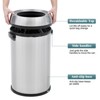 GAOMON 65L/17Gal Heavy Duty Brushed Stainless Steel Outdoor Trash Can, Large Kitchen Round Swing Top - 4 of 4