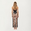 Anna-Kaci Lounge Women's 2-Piece Set Satin Cowl Neck Camisole and Sheer Floral Velvet Overlay Pants - 4 of 4