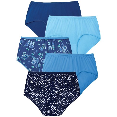 Comfort Choice Women's Plus Size Cotton Brief 5-pack - 11, Blue : Target