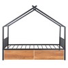 Full/Twin Size House-Shaped Metal Platform Bed Frame with Twin Size Trundle Bed/ Drawers 4S -ModernLuxe - 4 of 4