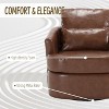 CAVINAS Modern Swivel Lounge Chair, Ergonomic Round Arm Accent Chair with PU Leather Upholstery, 360-Degree Rotating Base & Dual Pillow Support - 4 of 4