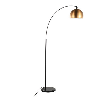 LumiSource March Contemporary Floor Lamp in Black Marble/Metal with Antique Brass Metal Shade