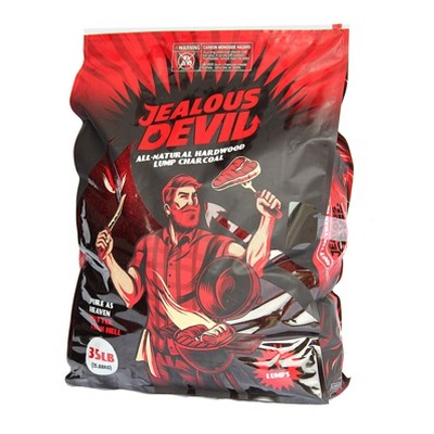 Jealous Devil 100% All Natural Hardwood Lump Charcoal for Grilling and Smoking, 35 Pound Bag