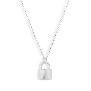 EVRY JEWELS WATERPROOF Gold or Silver Plated Lock Pendant Necklace - 1 of 1