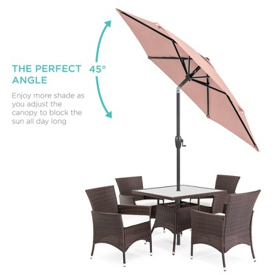 7.5ft Rose Quartz Polyester Outdoor Market Patio Umbrella with Steel Pole