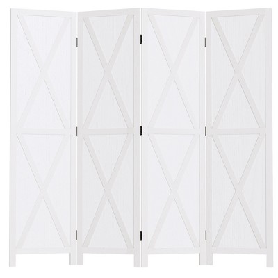 Homcom 4-panel Folding Room Divider, 5.6 Ft Tall Freestanding Paulownia ...