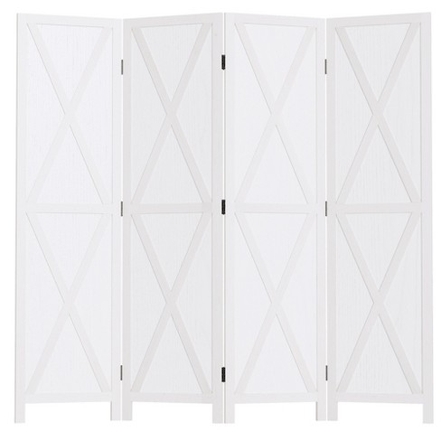 Homcom 4-panel Folding Room Divider, 5.6 Ft Tall Freestanding Paulownia ...