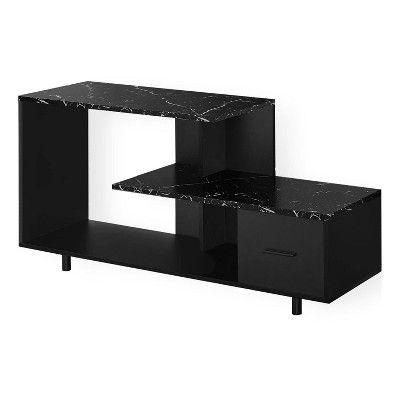 Monarch Specialties Tv Stand 48 Inch Console Media Entertainment Center Storage Drawer Laminate Black Marble Look Contemporary Modern