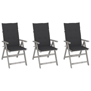 vidaXL Patio Reclining Chairs 3 pcs with Cushions Solid Acacia Wood - 1 of 4