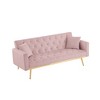 TIRAMISUBEST Grey Velvet Futon Sofa Bed-Convertible Sleeper with Gold Legs & Cup Holders for Living Room, Office, or Guest Room - 4 of 4
