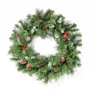 Artificial Greenery Wreath for Wedding Christmas Wreath with Eucalyptus Berries Flowers, Indoor Outdoor Wreaths for Wedding Table Party Home Decor - 1 of 4