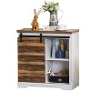 HOMCOM Rustic Farmhouse Accent Buffet Cabinet, Sideboard with Sliding Barn Door and Interior Shelves, White/Brown - 4 of 4