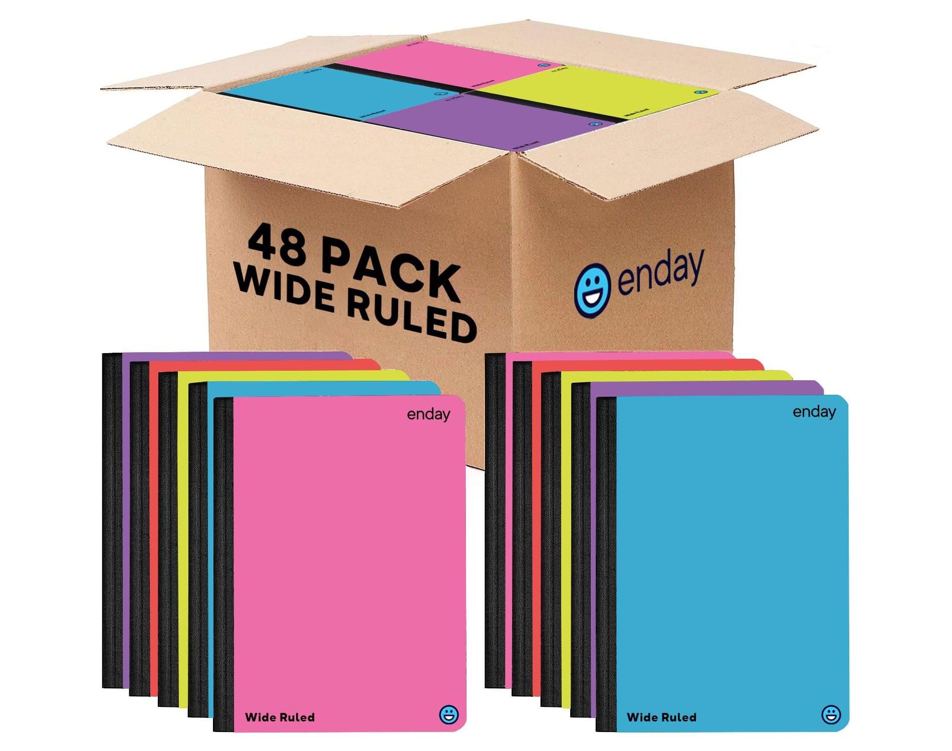 Enday Composition Notebooks Wide Ruled Paper Bulk, Colored Hard Cover Composition Notebook, Premium Lined Composition Books, 100 Sheets (48 Pack)