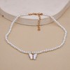 Boersma Elegant White Pearl Choker Necklace – Small Round Pearl Butterfly Pendant, Fashion Jewelry for Women, Wedding & Party Accessories - 2 of 4