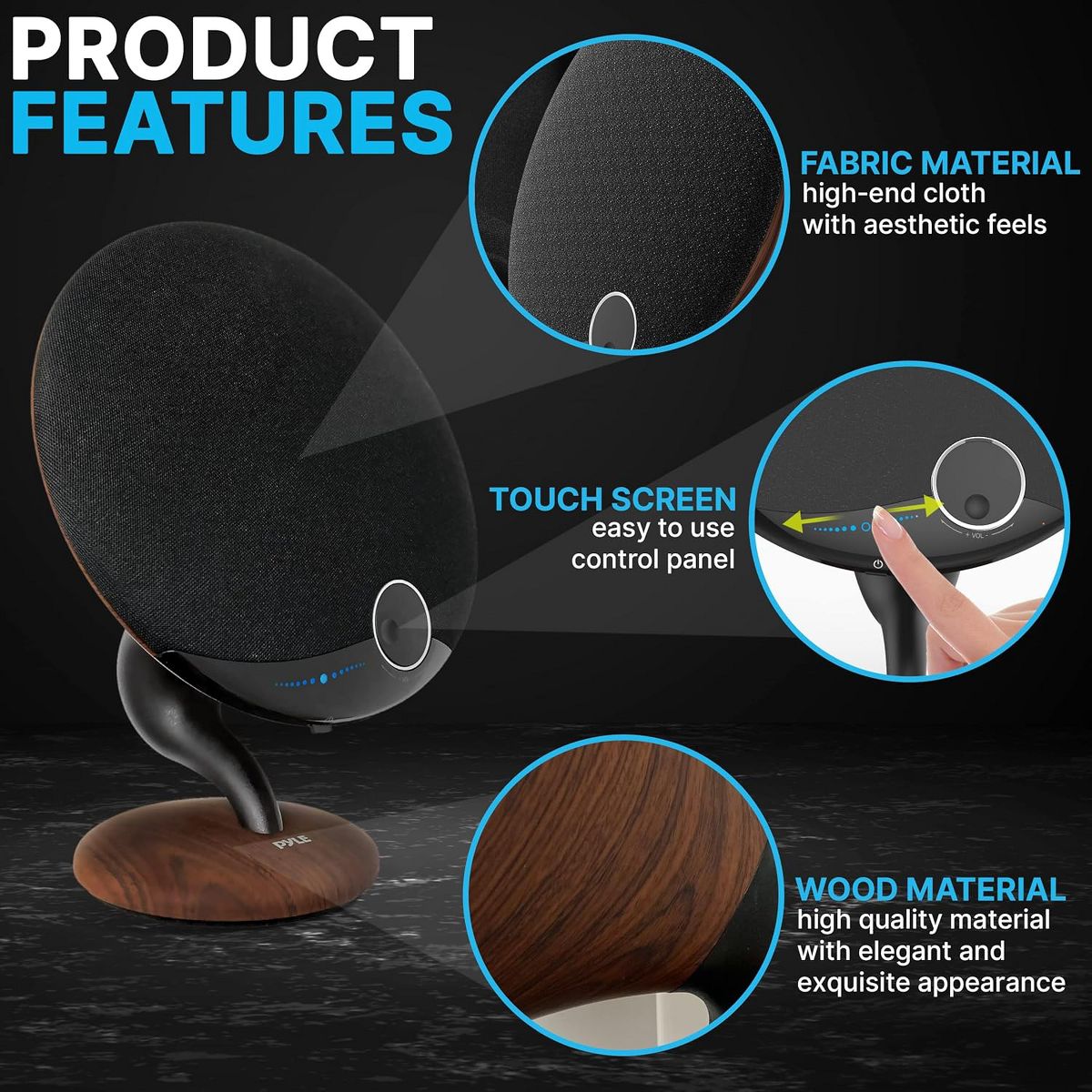 Pyle Wireless BT Streaming Gramophone Speaker with Built-In Subwoofer - Oak Finish - thumbnail 6