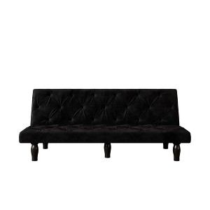 TiramisuBest Modern 66" Black Velvet Sofa Bed, Space-Saving Convertible Couch for Bedroom & Living Room - 1 of 4