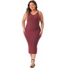 Agnes Orinda Women's Plus Size V Neck Sleeveless Ribbed Knit Back Slit Midi Cami Bodycon Sweater Dresses - 3 of 4