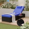 Outdoor Chaise Lounge Chairs for Outside Patio Furniture Set of 2 Brown Rattan Pool Reclining Chair Adjustable Backrest Sunbathing PE Wicker Recliners - 3 of 4