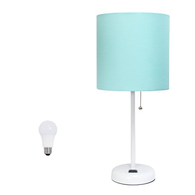 Simple Designs Sleek Slender White Table Lamp Aqua