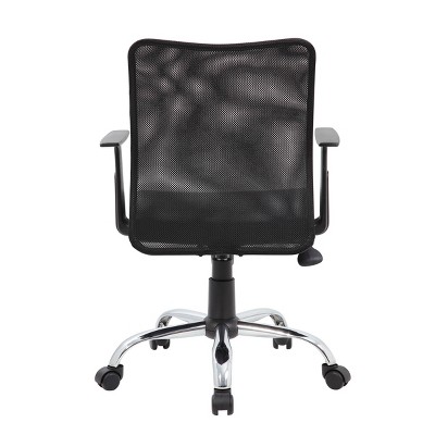 Swivel Mesh Back Task Chair with Vinyl Seat and Chrome Base - Black