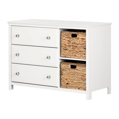 Balka 3 Drawer Dresser with Baskets Pure White - South Shore