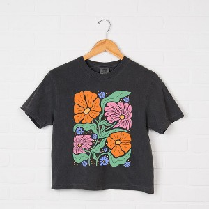 Simply Sage Market Women's Boho Floral Collage Short Sleeve Relaxed Fit Cropped Tee - 1 of 4