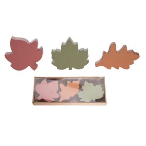 Transpac Set of 3 Fall Leaves Decorative Sculptures MDF Wood Autumn Tabletop Decor Gift for Home and Hostess - 1 of 1