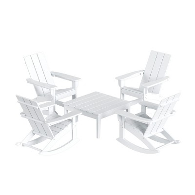 WestinTrends 5-Piece Modern Adirondack Outdoor Rocking Chair with Side Table Set