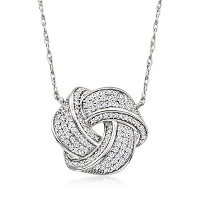 Ross-Simons 0.50 ct. t.w. Diamond Love Knot Necklace in Sterling Silver