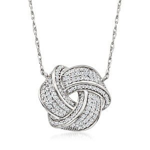 Ross-Simons 0.50 ct. t.w. Diamond Love Knot Necklace in Sterling Silver - 1 of 4