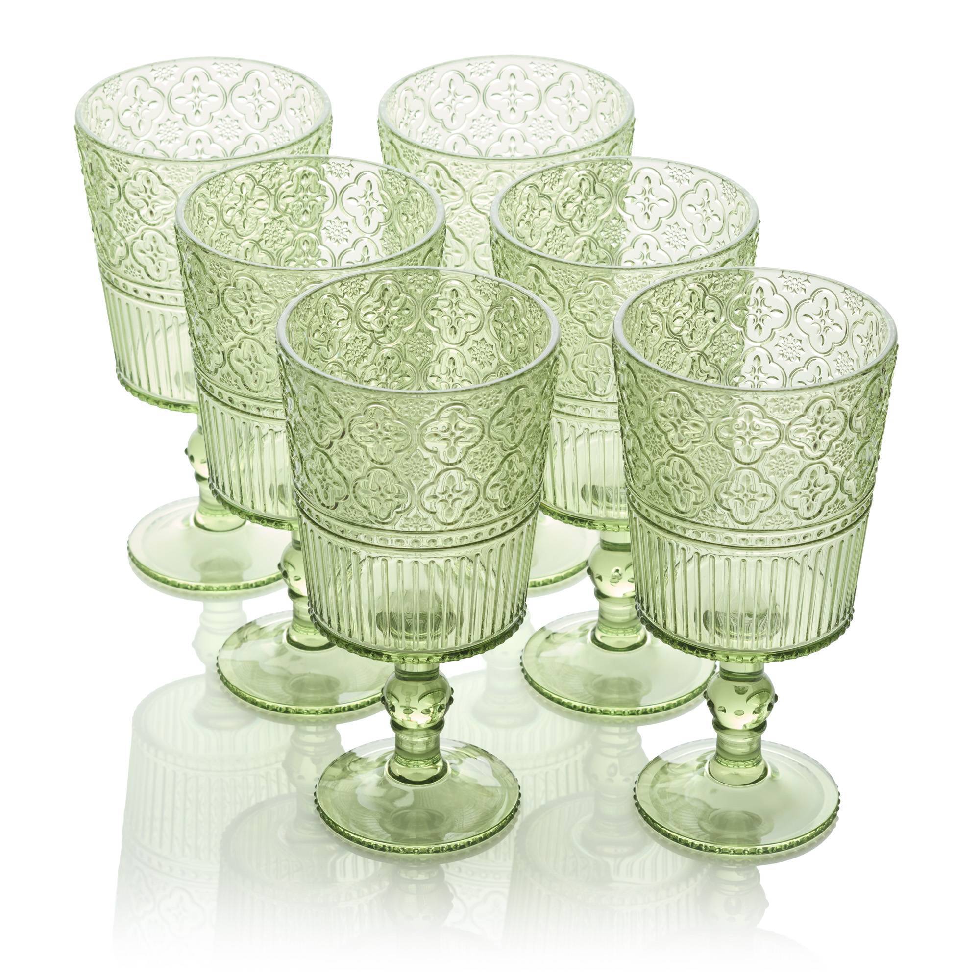 Certified International (Set of 6) 14oz Acrylic All Purpose Goblets Green