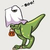 Junior's Design By Humans Halloween Ghost Dinosaur By whynot007 T-Shirt - 2 of 3