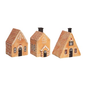 Transpac Resin Gingerbread House Figurine Set of 3 Christmas Home Decorations - 1 of 1