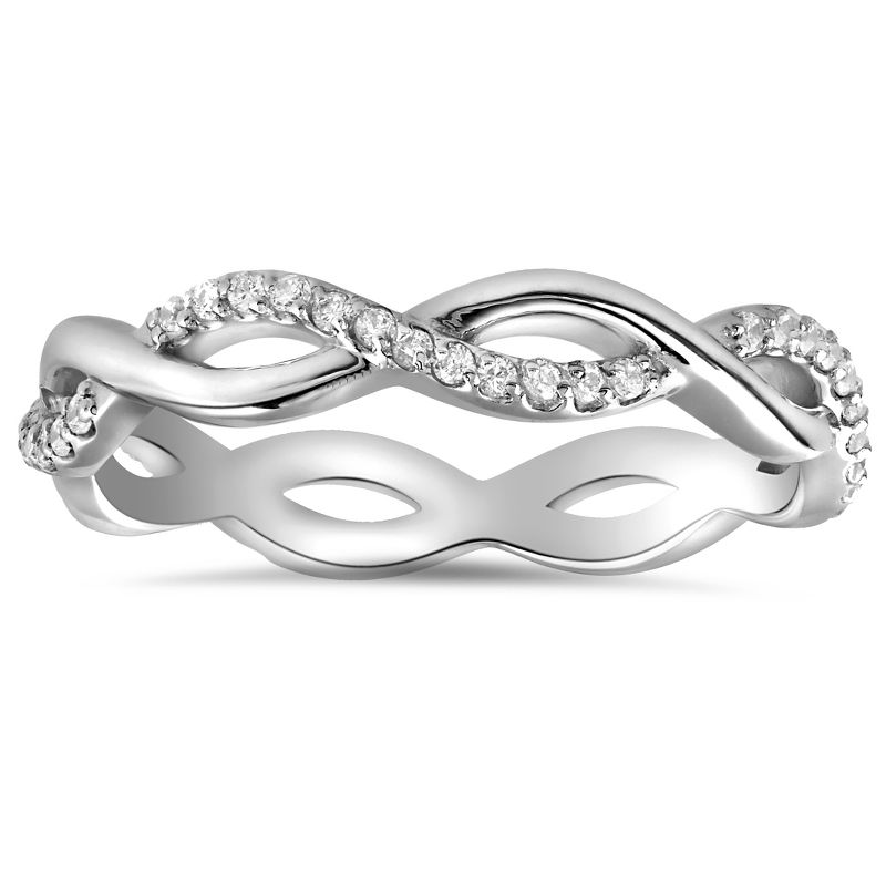 Pompeii3 1/3cttw Diamond Infinity Eternity Wedding Ring Stackable 14k White Gold, 1 of 5