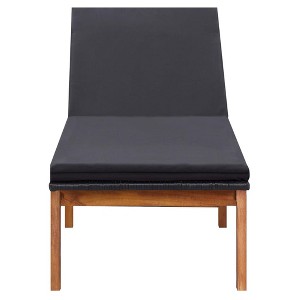 vidaXL Sun Lounger with Cushion-Poly Rattan and Solid Acacia Wood, Adjustable Backrest, Ideal for Patio/Garden/Poolside, Water-Resistant, Easy Clean. - 1 of 4