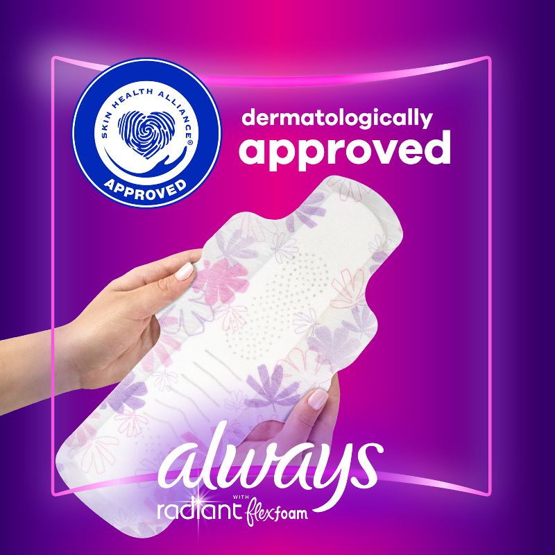 Always Radiant Overnight Sanitary Pads with Wings - Scented - Size 4, 5 of 12