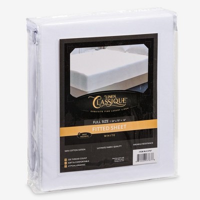 Linen Classique 100% Sateen Cotton 320TC Wrinkle and Slip Resistant Fitted Sheet