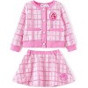 PATPAT Disney Frozen Elsa Princess Moana Toddler Girl 2 Piece Outfit Kid Pearl Button Knit Top & Tweed Skirt Set - 2 of 4