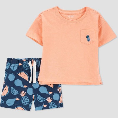 Carter's Just One You® Baby Boys' Melon Tossed Top & Bottom Set - Orange 12M