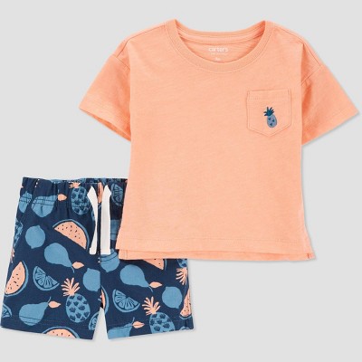 Image of Carter's Just One You® Baby Boys' Melon Tossed Top & Bottom Set - Orange 18M