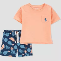 Carter's Just One You® Baby Boys' Melon Tossed Top & Bottom Set - Orange