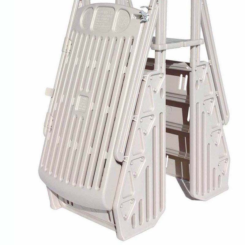 Vinyl Works GE Deluxe Adjustable A Frame Above Ground Pool Ladder w/ Gate, Taupe, 3 of 6