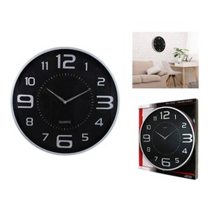 Kiera Grace 18" Austin Wall Clock Black/Silver: Modern Glass Decor, Indoor Analog Display, No Battery Included - 1 of 1
