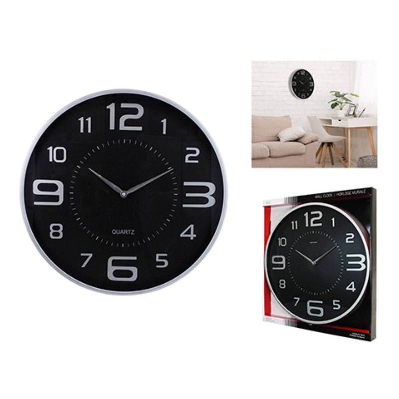 Kiera Grace 18&#34; Austin Wall Clock Black/Silver, 1 of 2